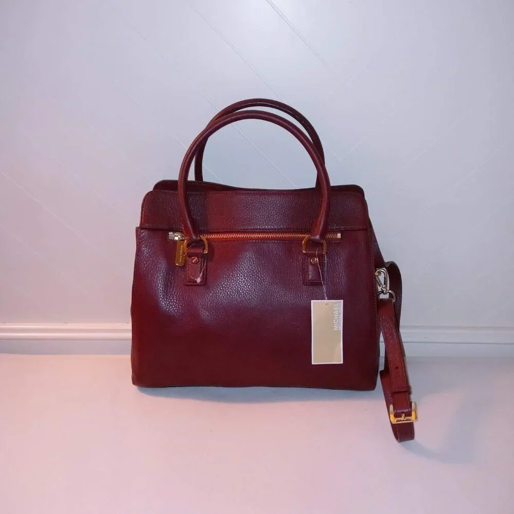 Michael Kors Astrid Claret Large Leather Satchel - Picture 8 of 15